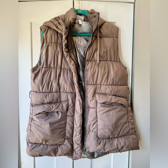 Zella recycled polyester puffer vest with belt, sparrow grey, size XL - Picture 3 of 12